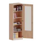 Schrank mit veglasten Türen, 5 OH, 1 Tür mit Glaseinsatz, abschließbar, links, B/H/T 60x190x40cm 